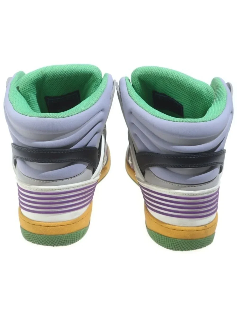 Gucci Basket Interlocking High Cut Sneakers Gray Yellow